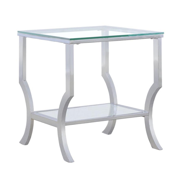Square Chrome & Glass End Table