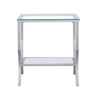 Square Chrome & Glass End Table