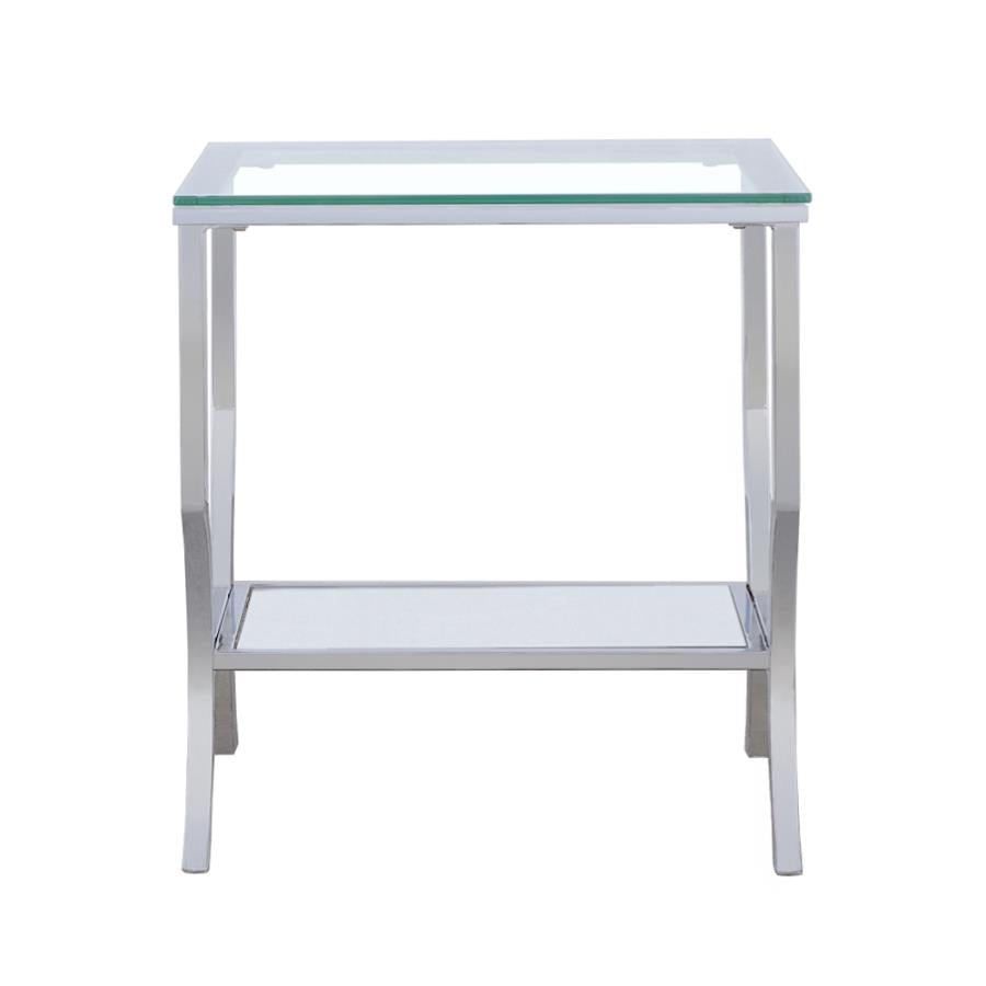 Square Chrome & Glass End Table