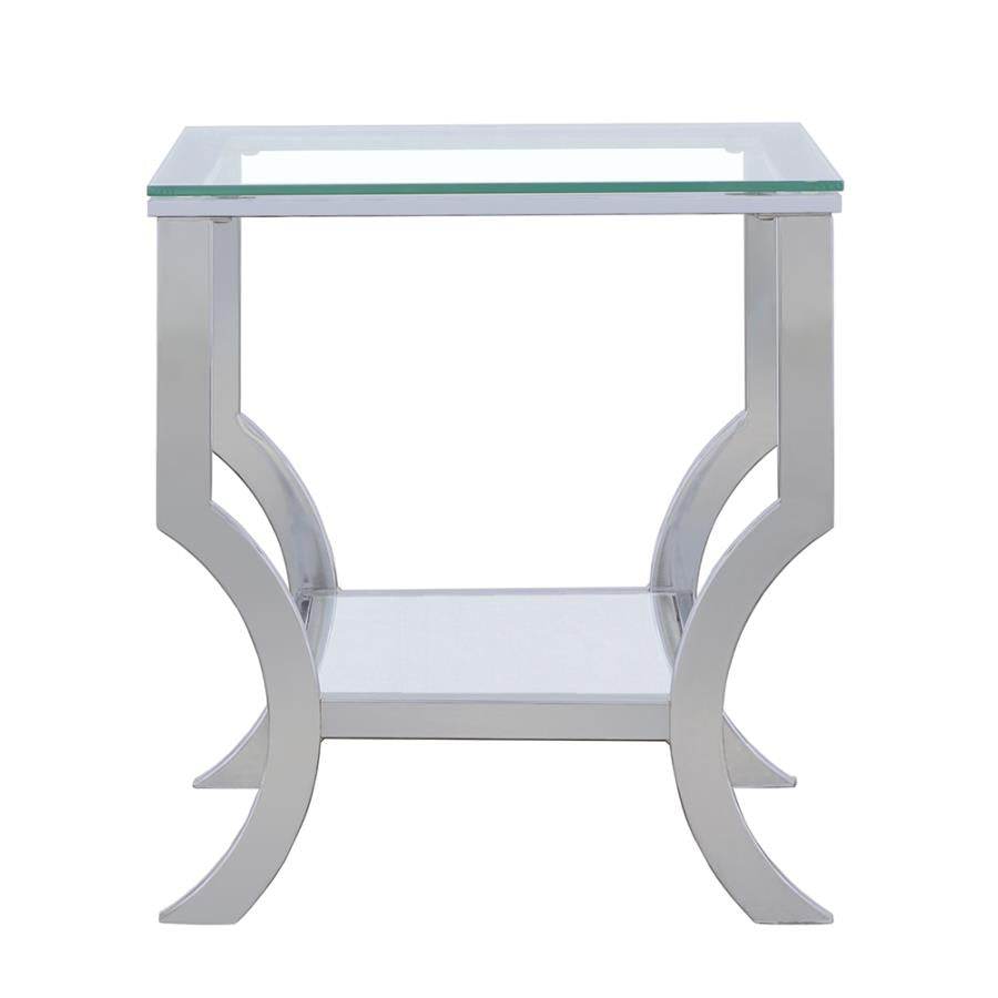 Square Chrome & Glass End Table