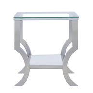 Square Chrome & Glass End Table