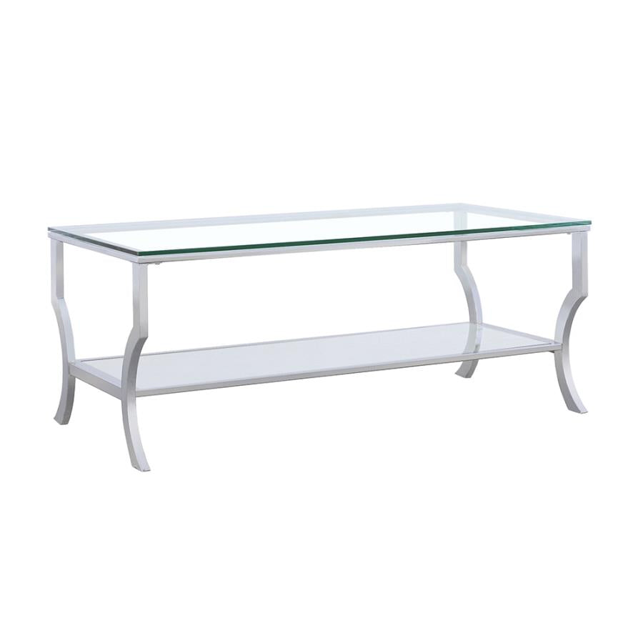 Rectangular Chrome & Glass Coffee Table