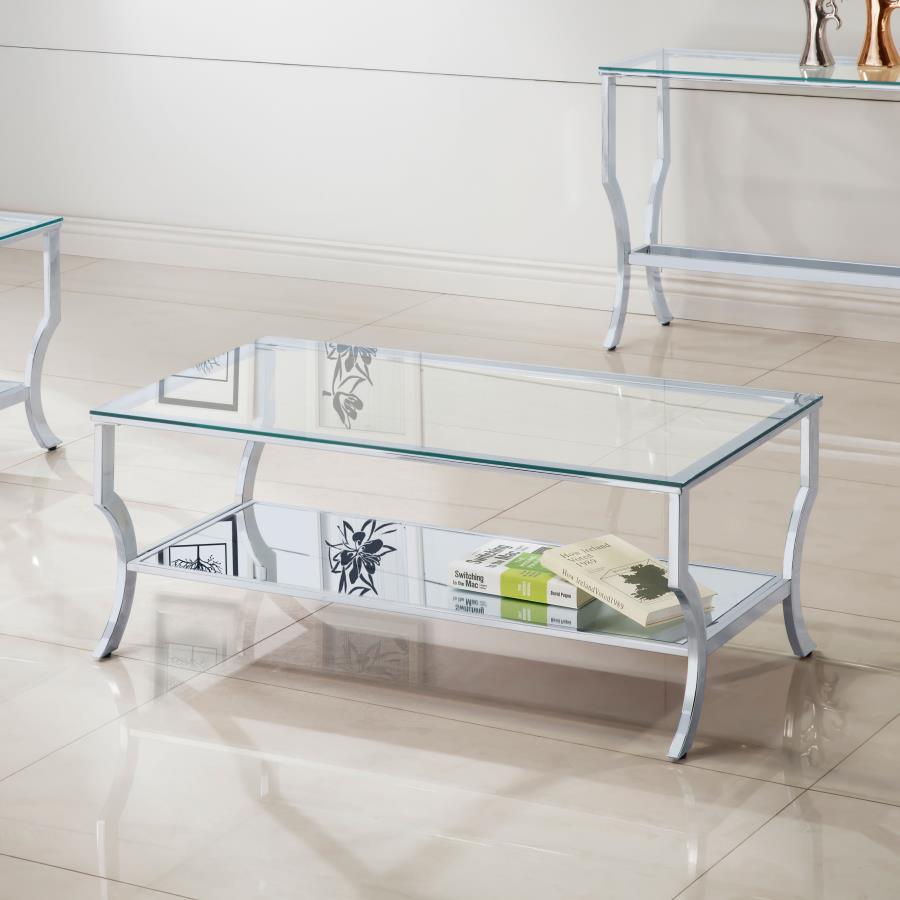 Rectangular Chrome & Glass Coffee Table