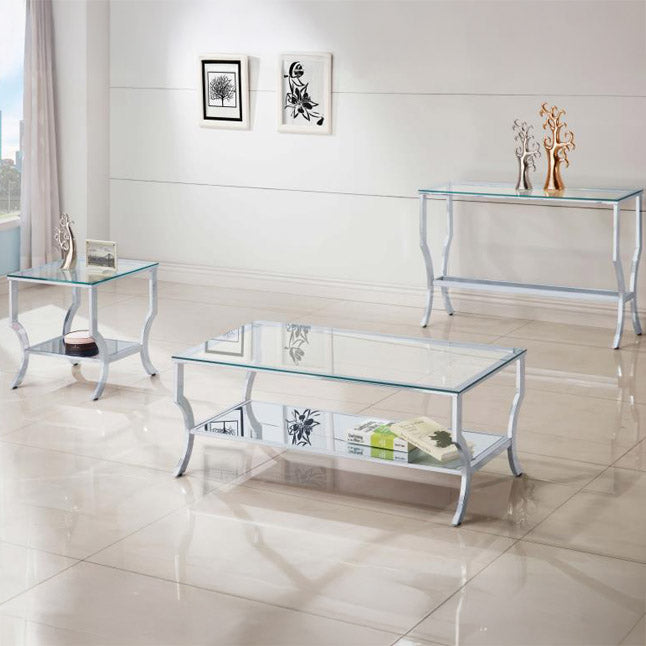 Rectangular Chrome & Glass Coffee Table