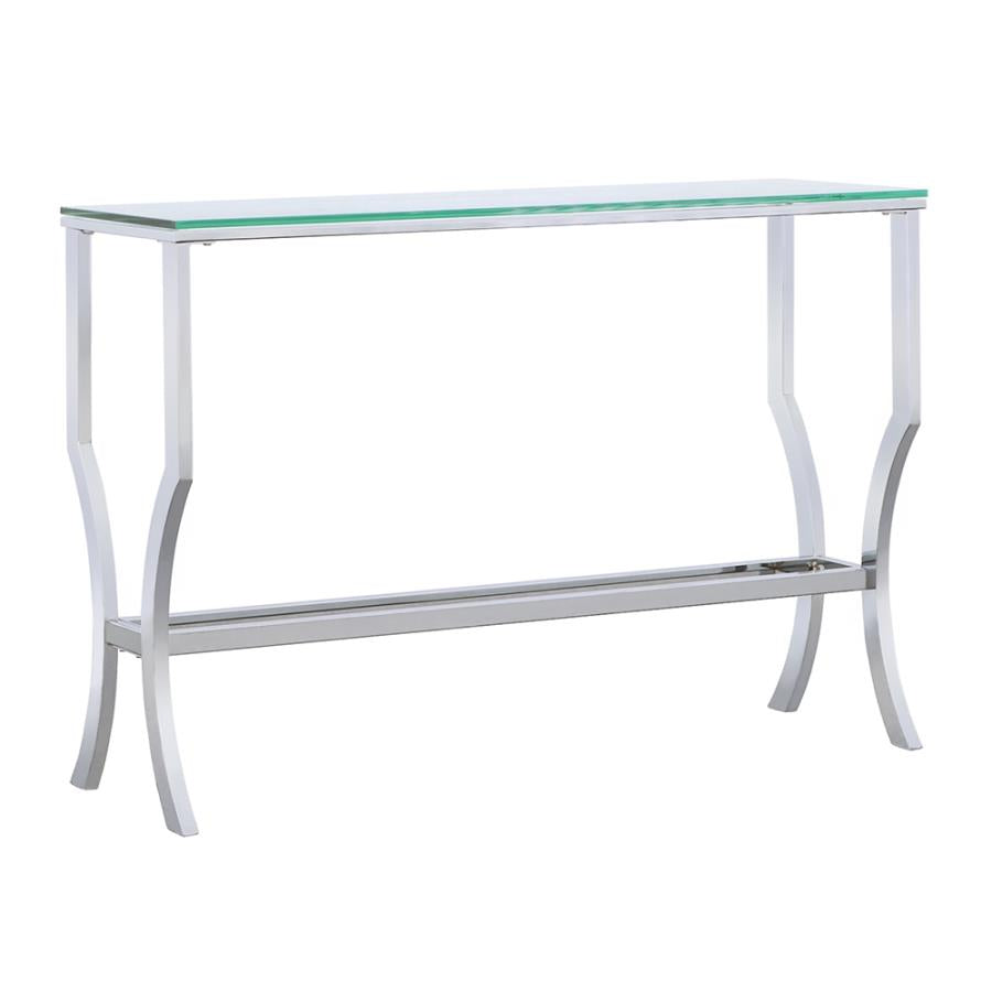Rectangular Chrome & Glass Sofa Table