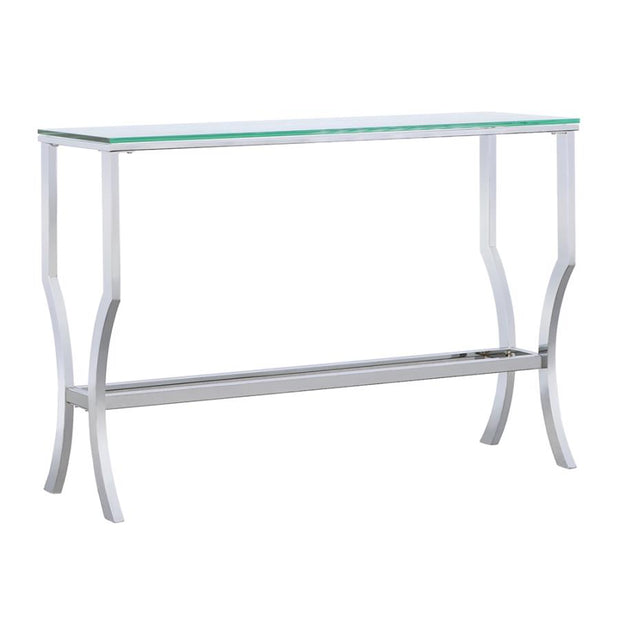 Rectangular Chrome & Glass Sofa Table