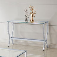 Rectangular Chrome & Glass Sofa Table