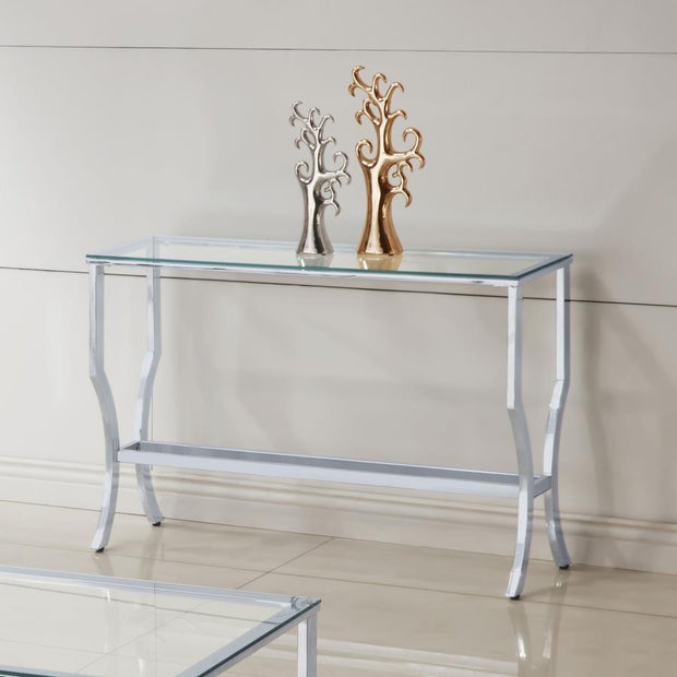 Rectangular Chrome & Glass Sofa Table