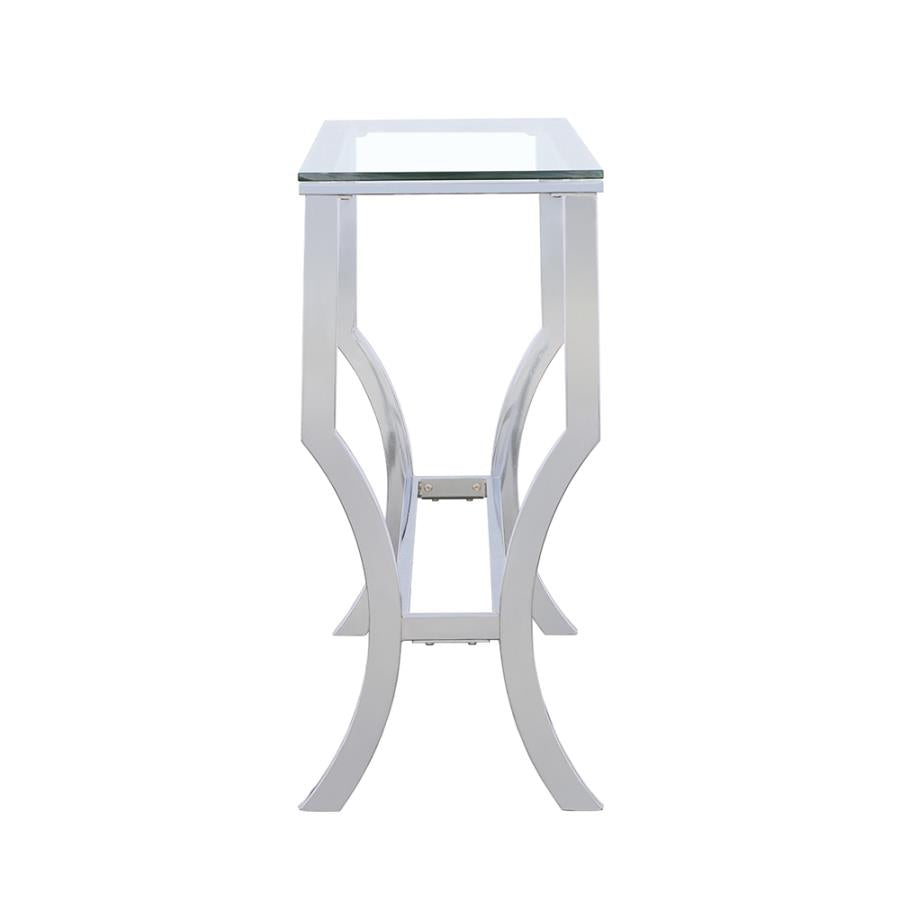 Rectangular Chrome & Glass Sofa Table