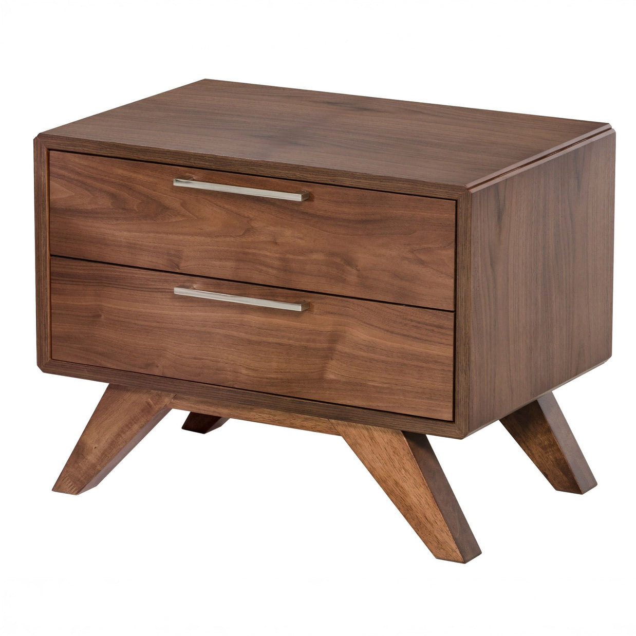 Queen Walnut & Gray Mid-Century 5 PC Bedroom Set