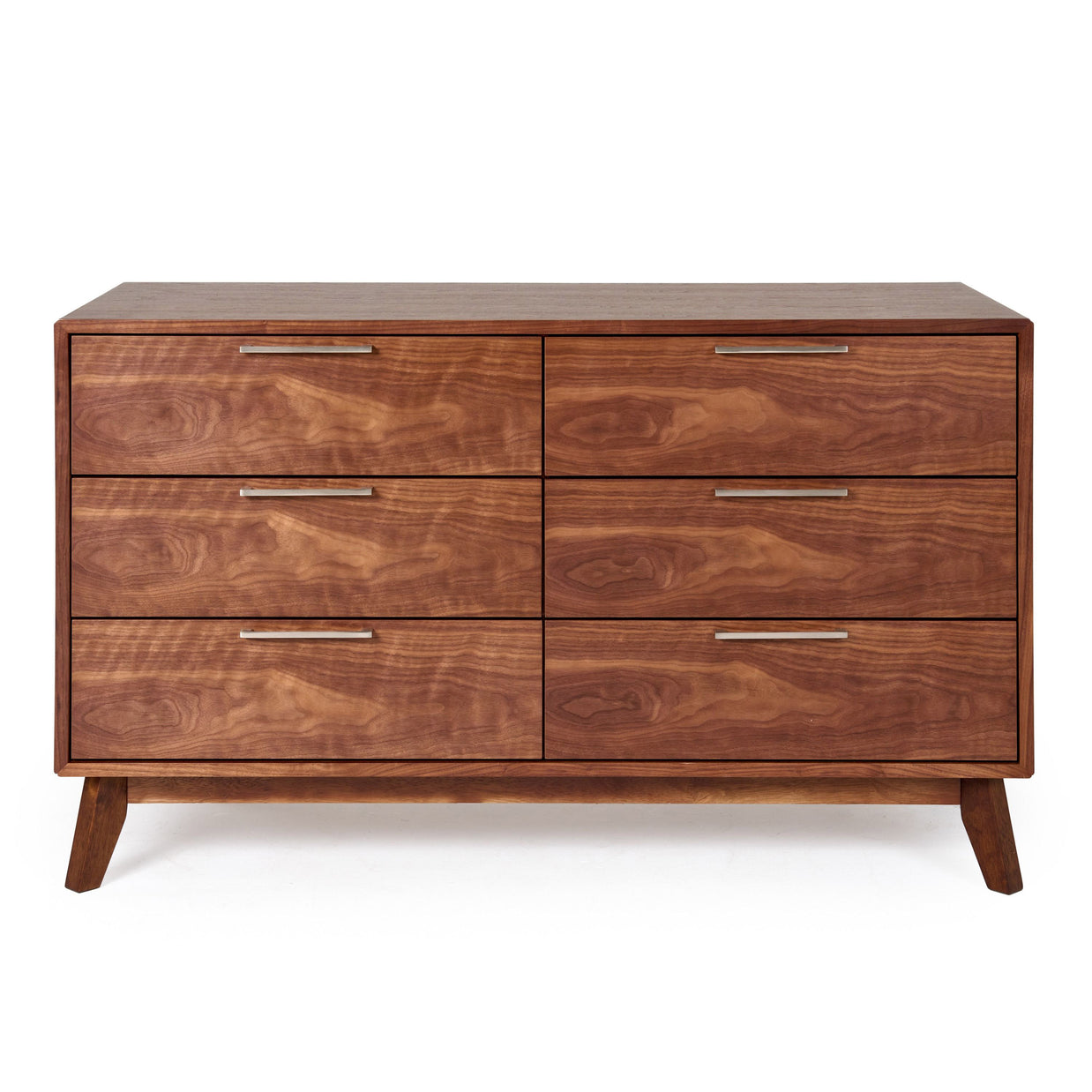 Queen Walnut & Gray Mid-Century 5 PC Bedroom Set