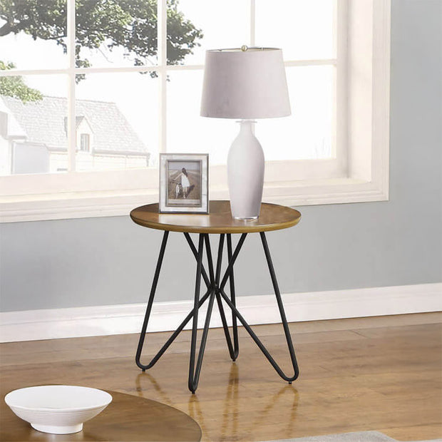 Dark Brown & Black Mid-Century End Table
