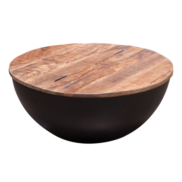 Natural Drum Base Storage Coffee Table