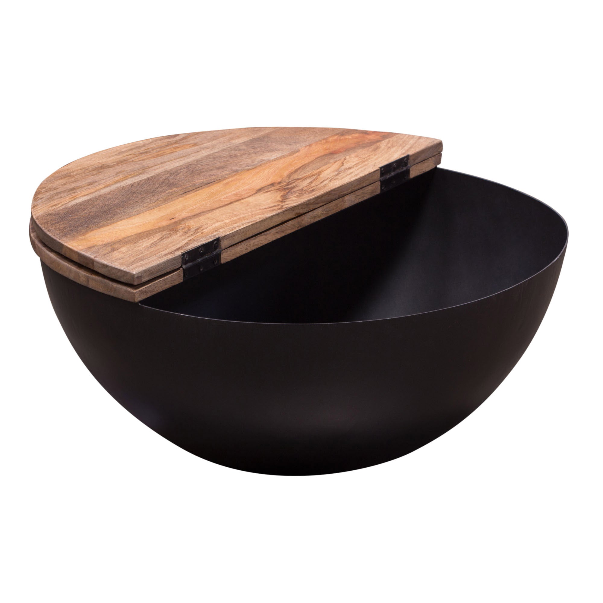 Natural Drum Base Storage Coffee Table