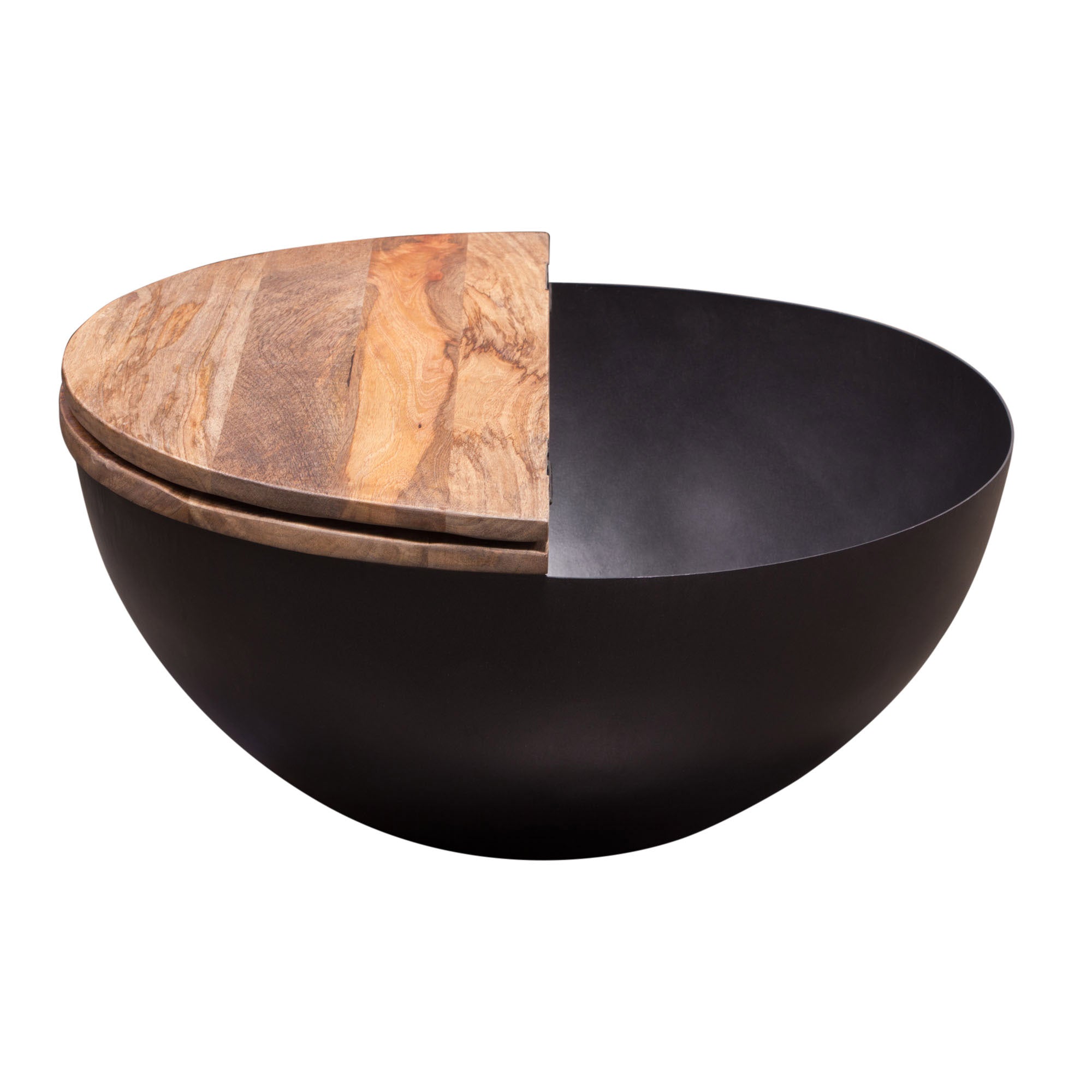 Natural Drum Base Storage Coffee Table