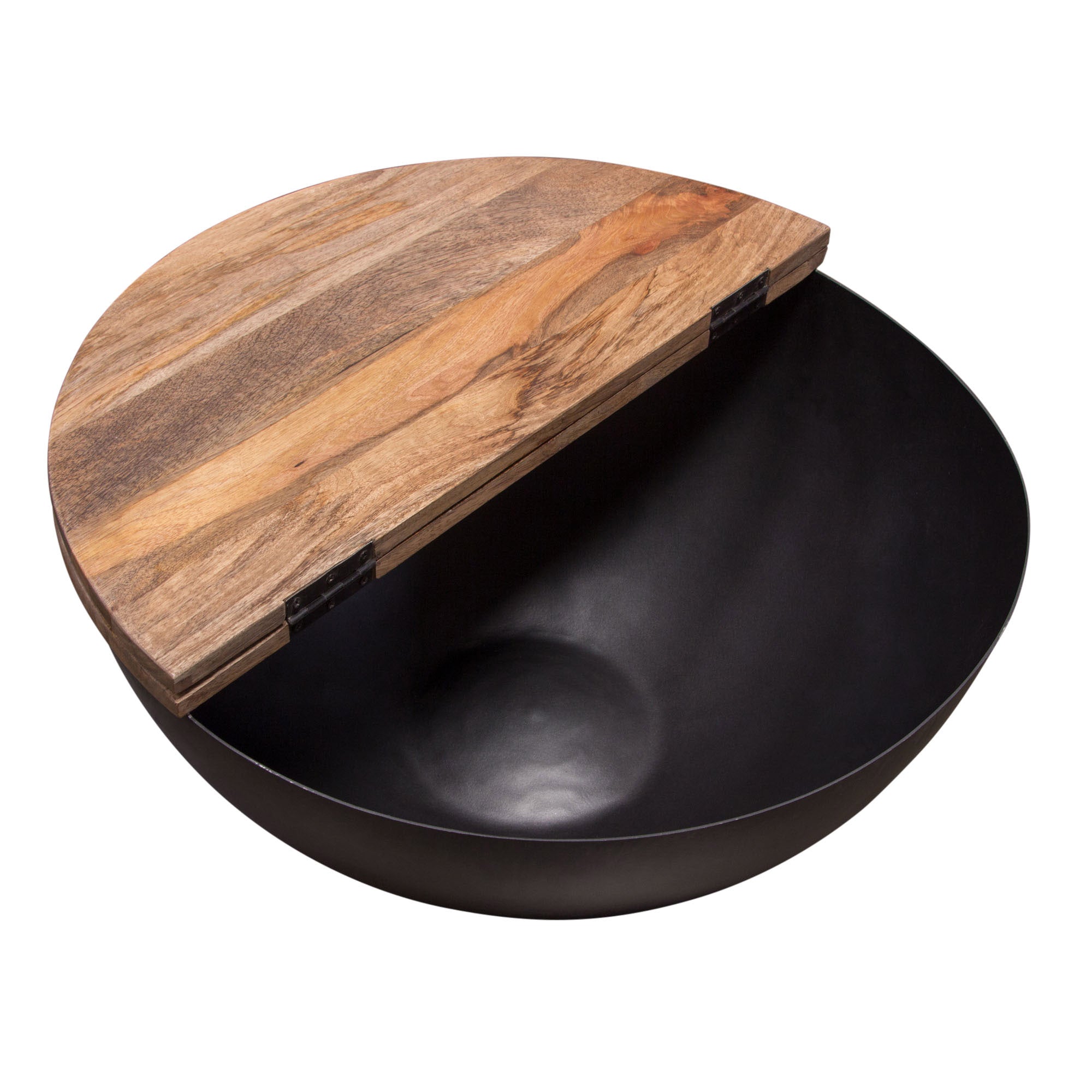 Natural Drum Base Storage Coffee Table