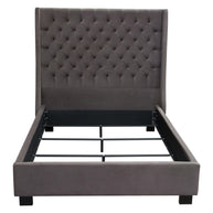 Gray Upholstered Button Tufted Velvet Bed