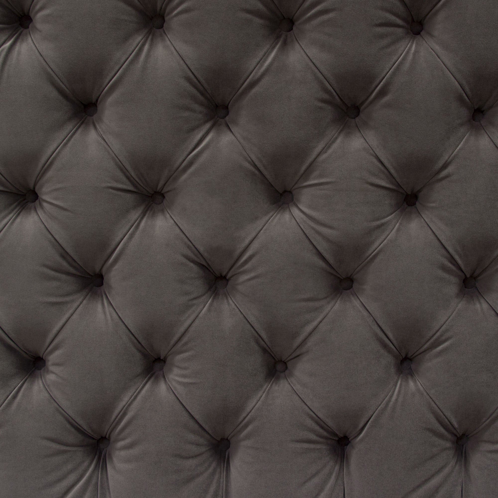 Gray Upholstered Button Tufted Velvet Bed