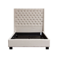 Gray Upholstered Button Tufted Velvet Bed