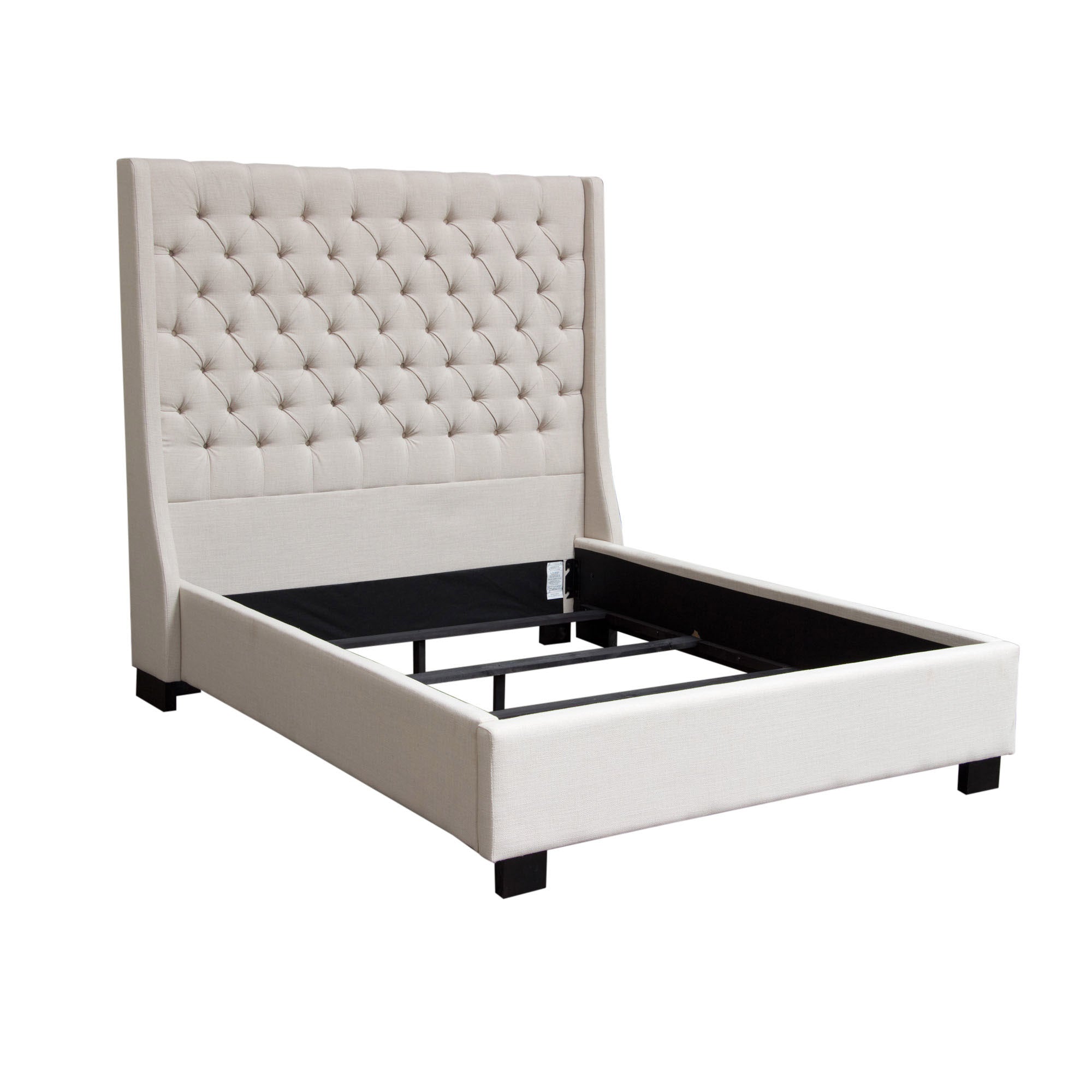 Gray Upholstered Button Tufted Velvet Bed