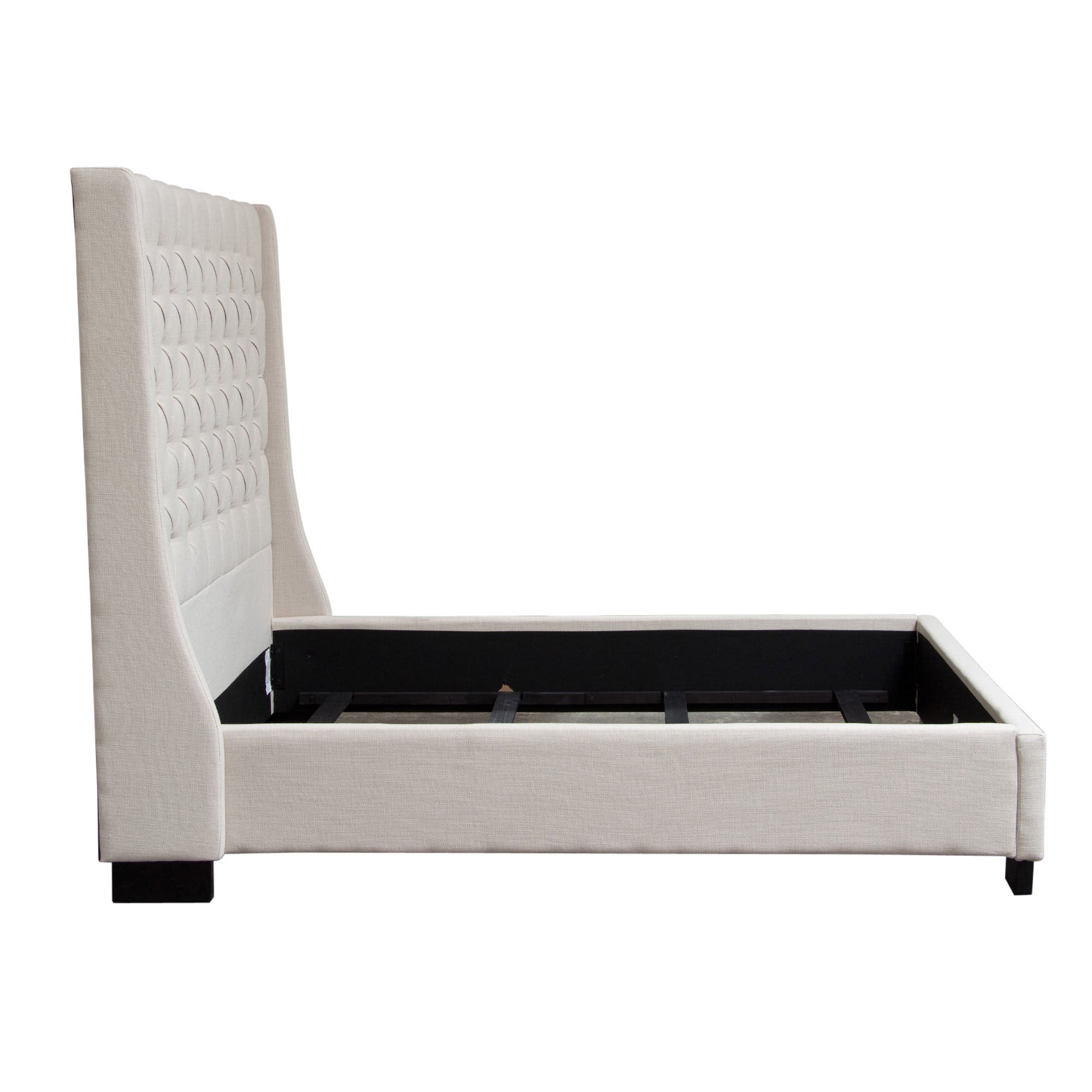 Gray Upholstered Button Tufted Velvet Bed