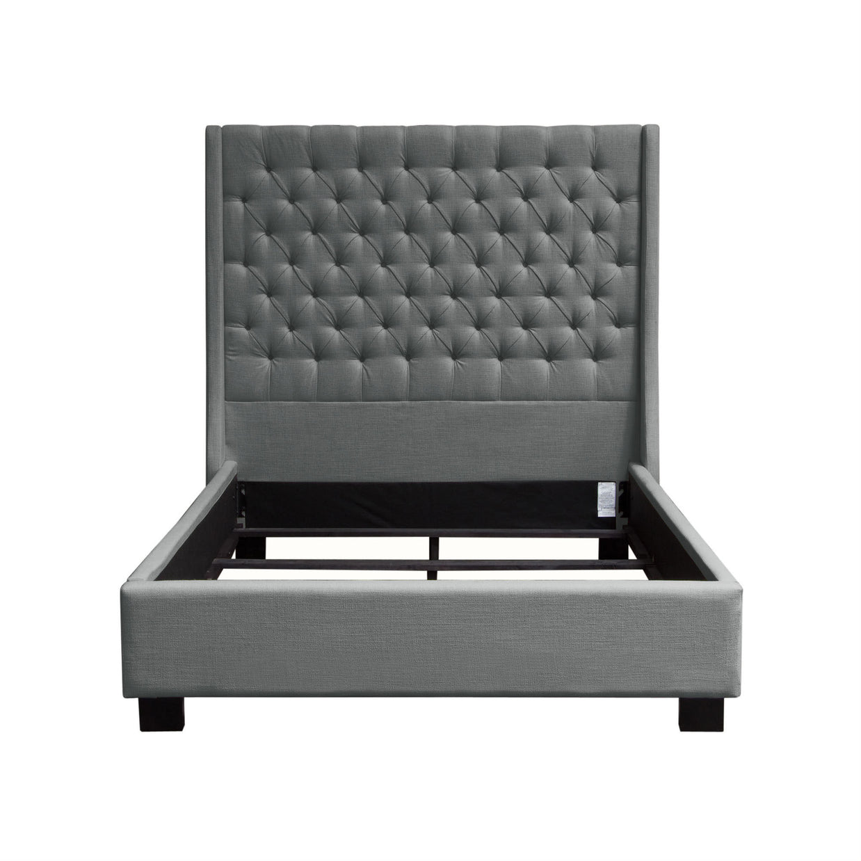Gray Upholstered Button Tufted Velvet Bed