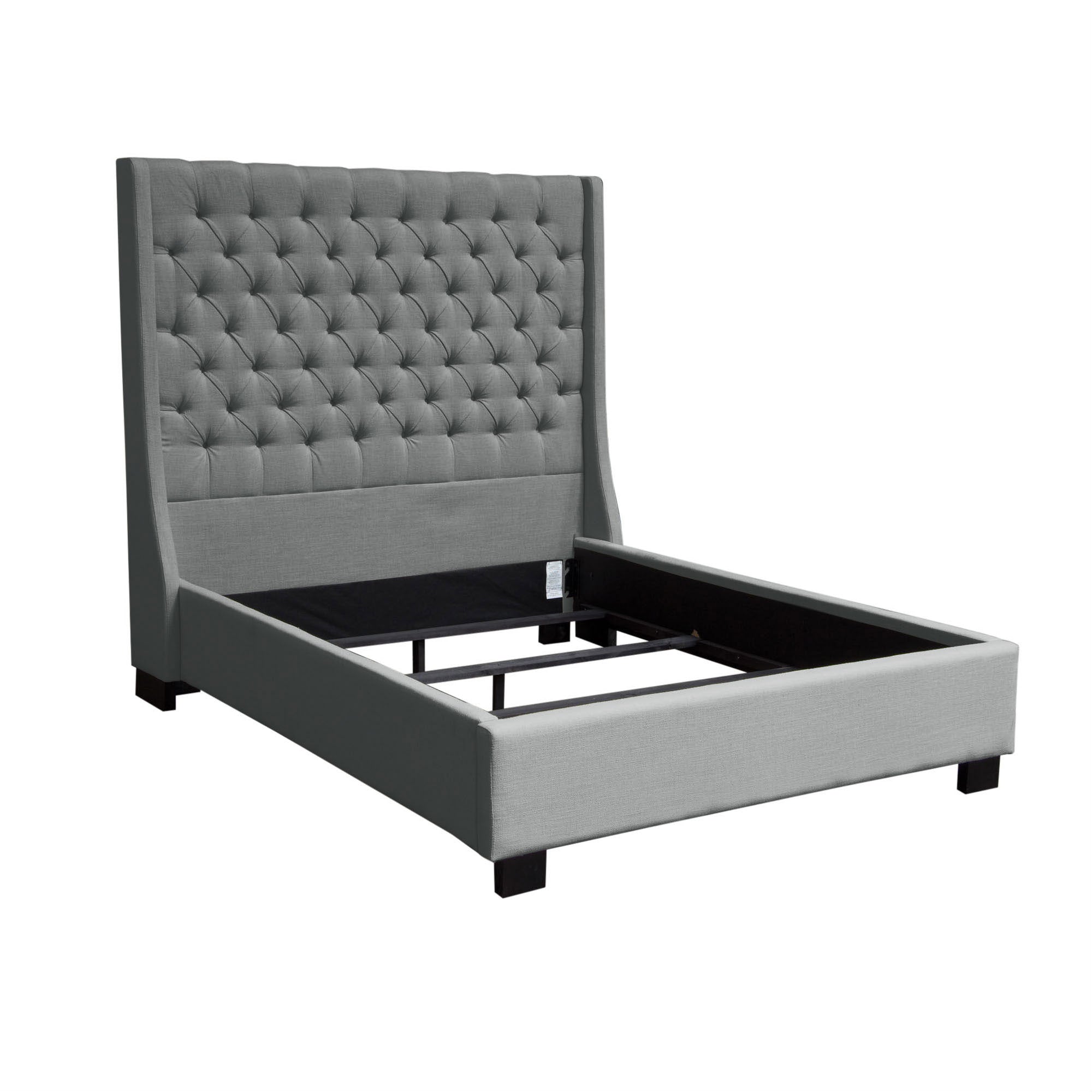 Gray Upholstered Button Tufted Velvet Bed