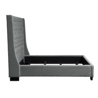 Gray Upholstered Button Tufted Velvet Bed