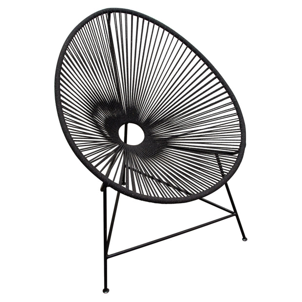 Bohemian-Inspired Cotton Rope Chair - Black