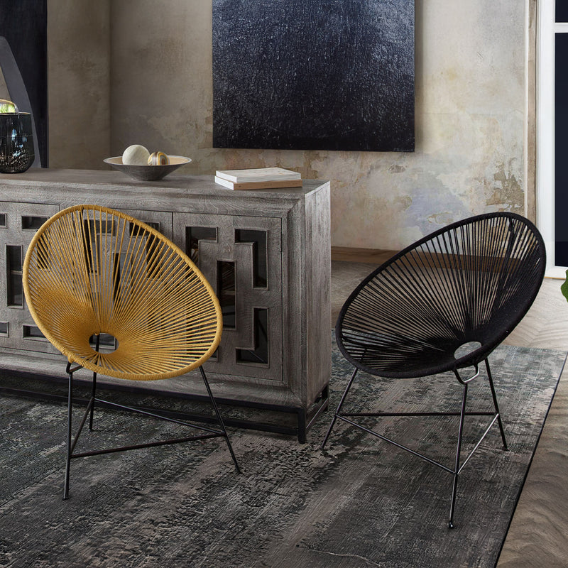 Bohemian-Inspired Cotton Rope Chair - Black