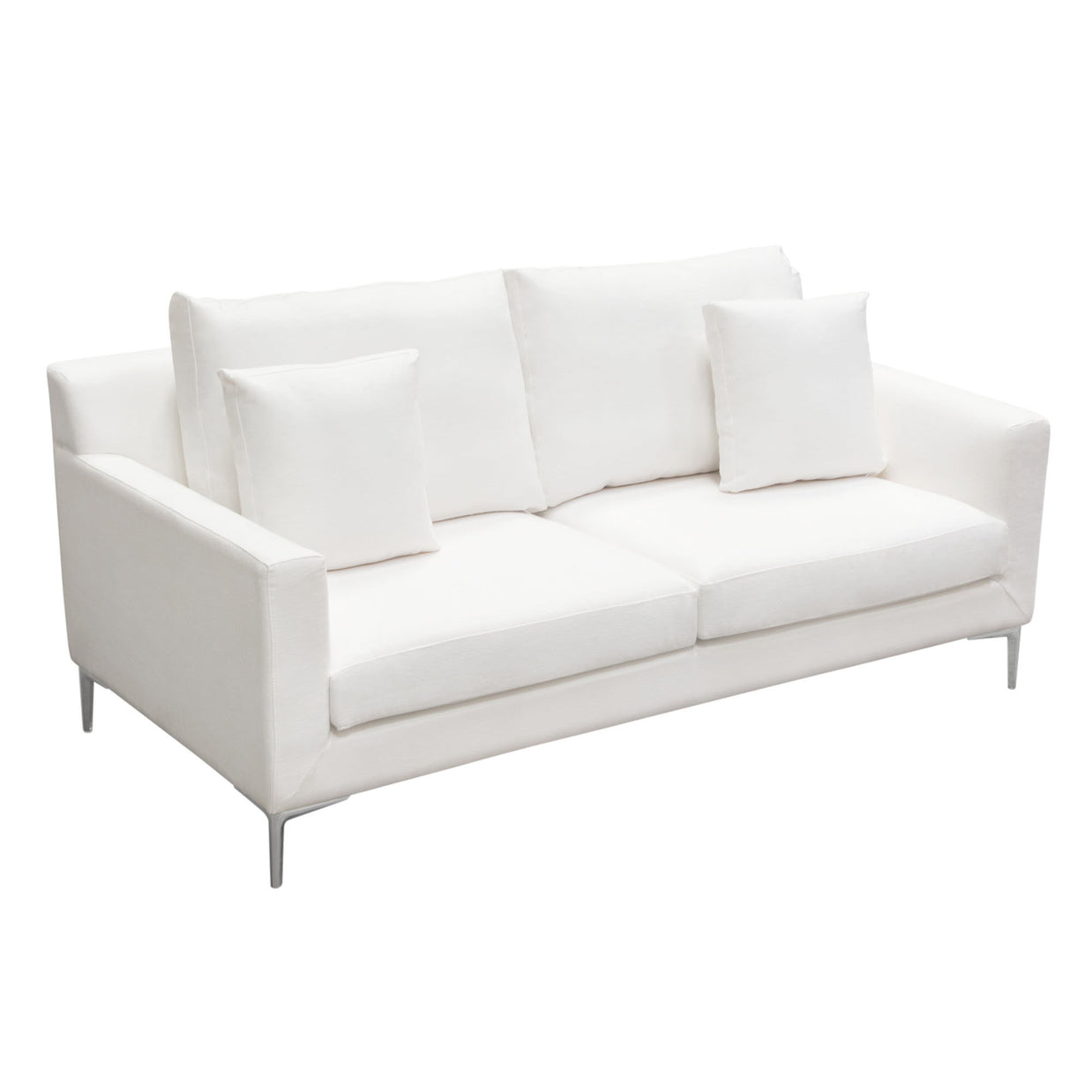 Contemporary White Linen Loveseat
