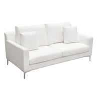 Contemporary White Linen Loveseat
