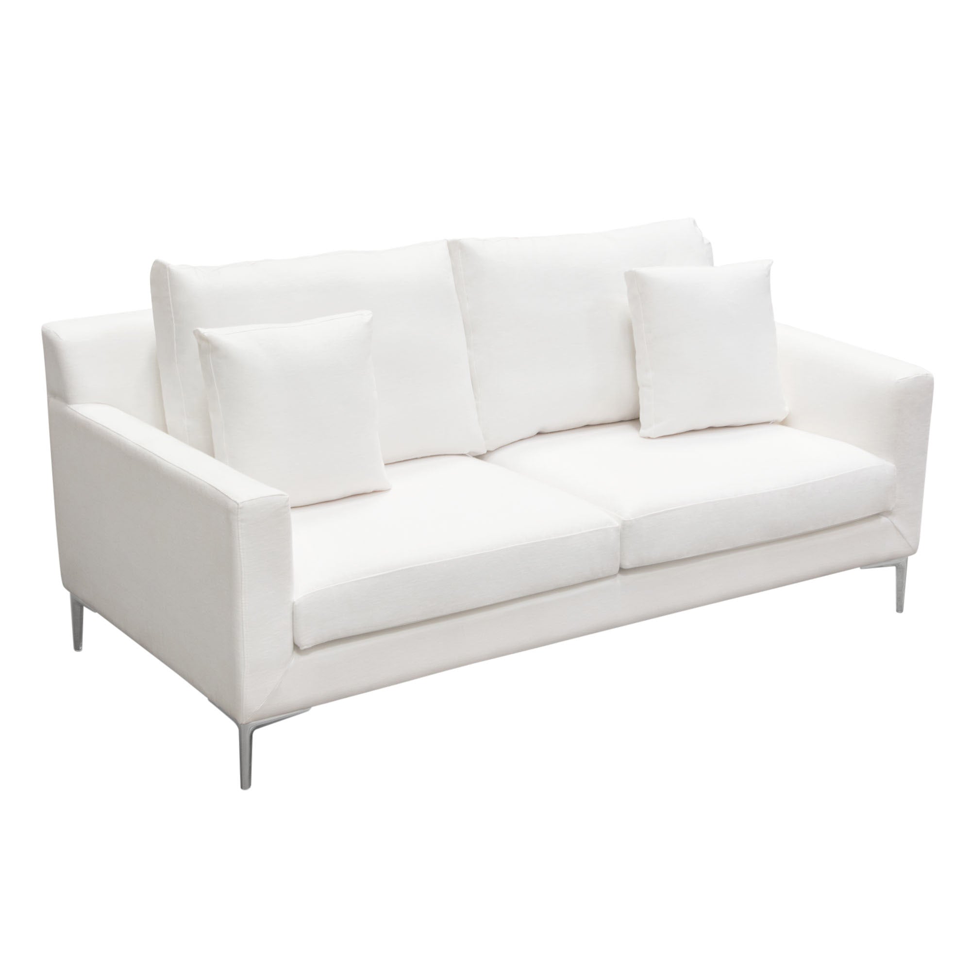 Contemporary White Linen Loveseat