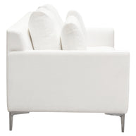Contemporary White Linen Loveseat