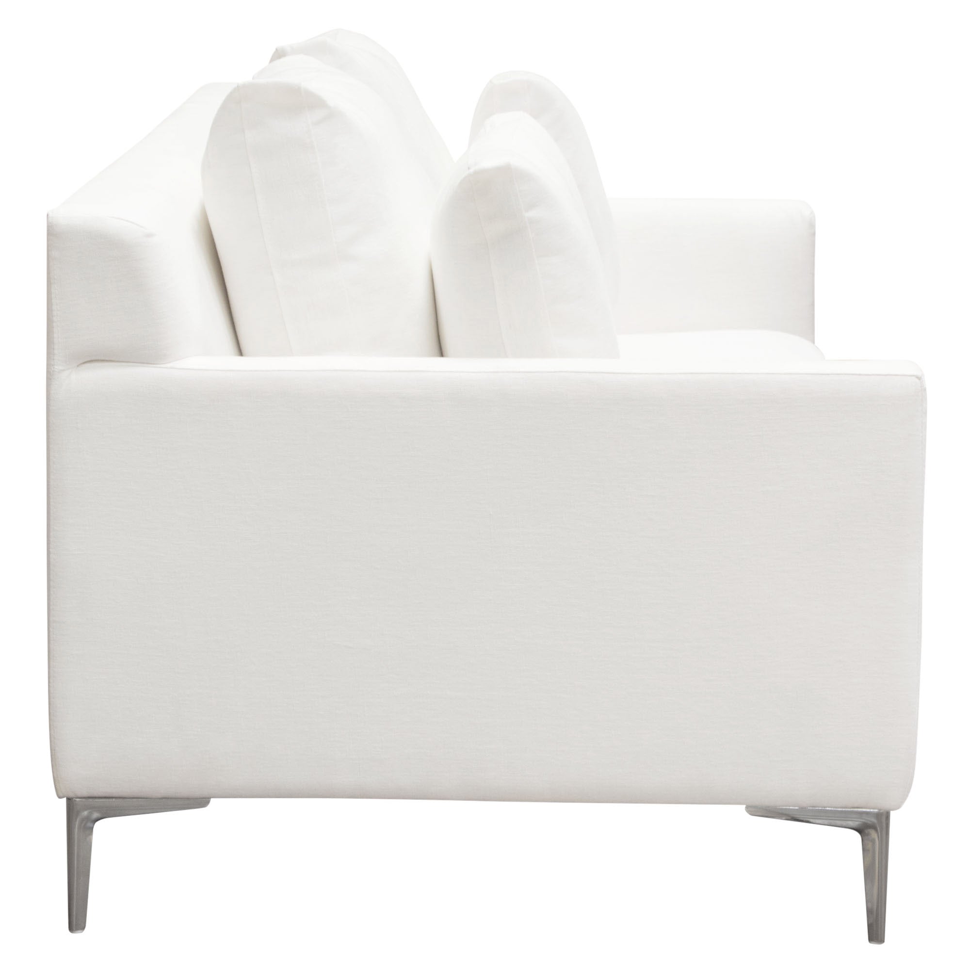 Contemporary White Linen Loveseat