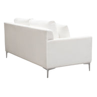 Contemporary White Linen Loveseat