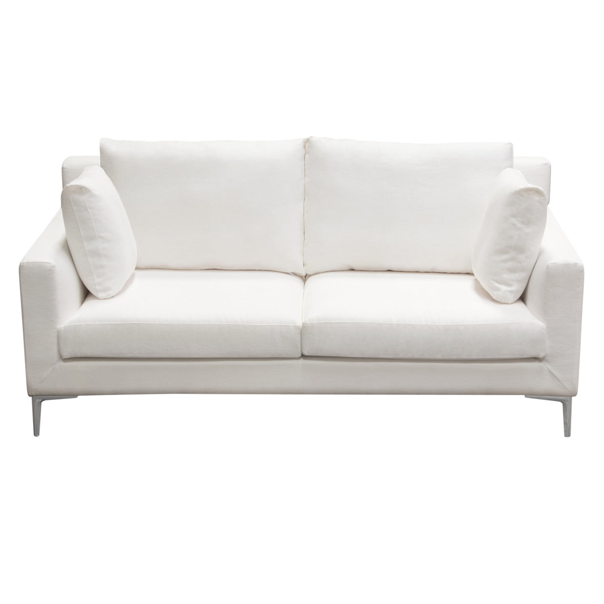 Contemporary White Linen Loveseat