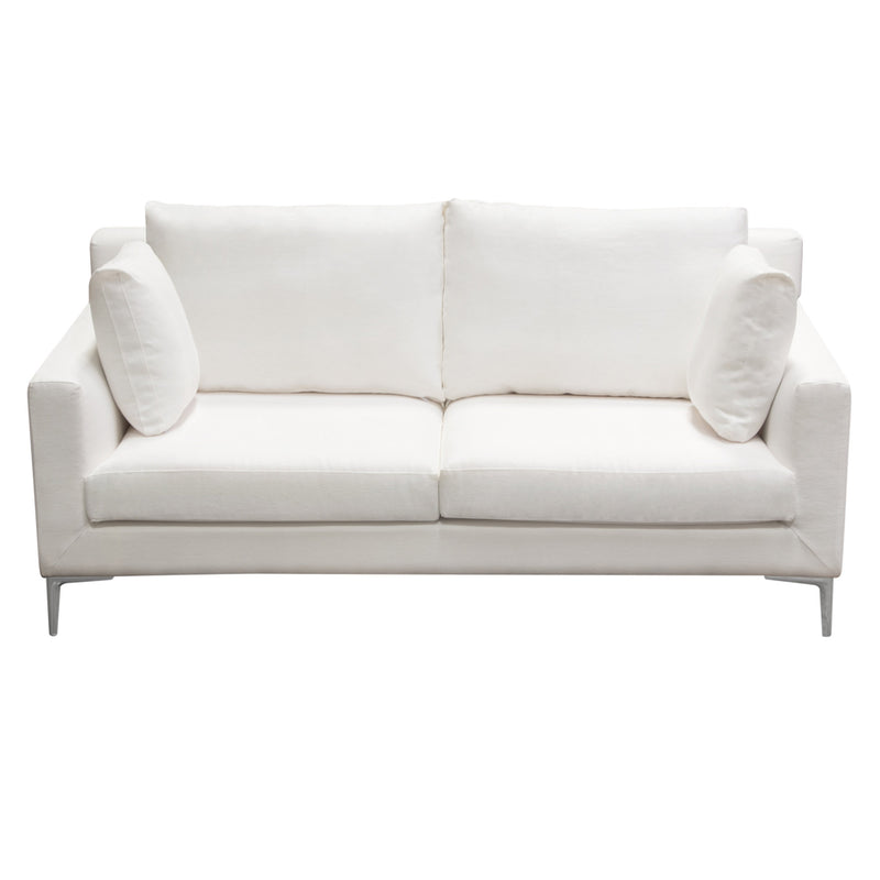 Contemporary White Linen Loveseat