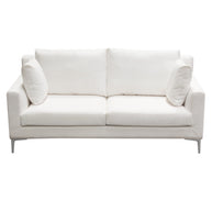 Contemporary White Linen Loveseat