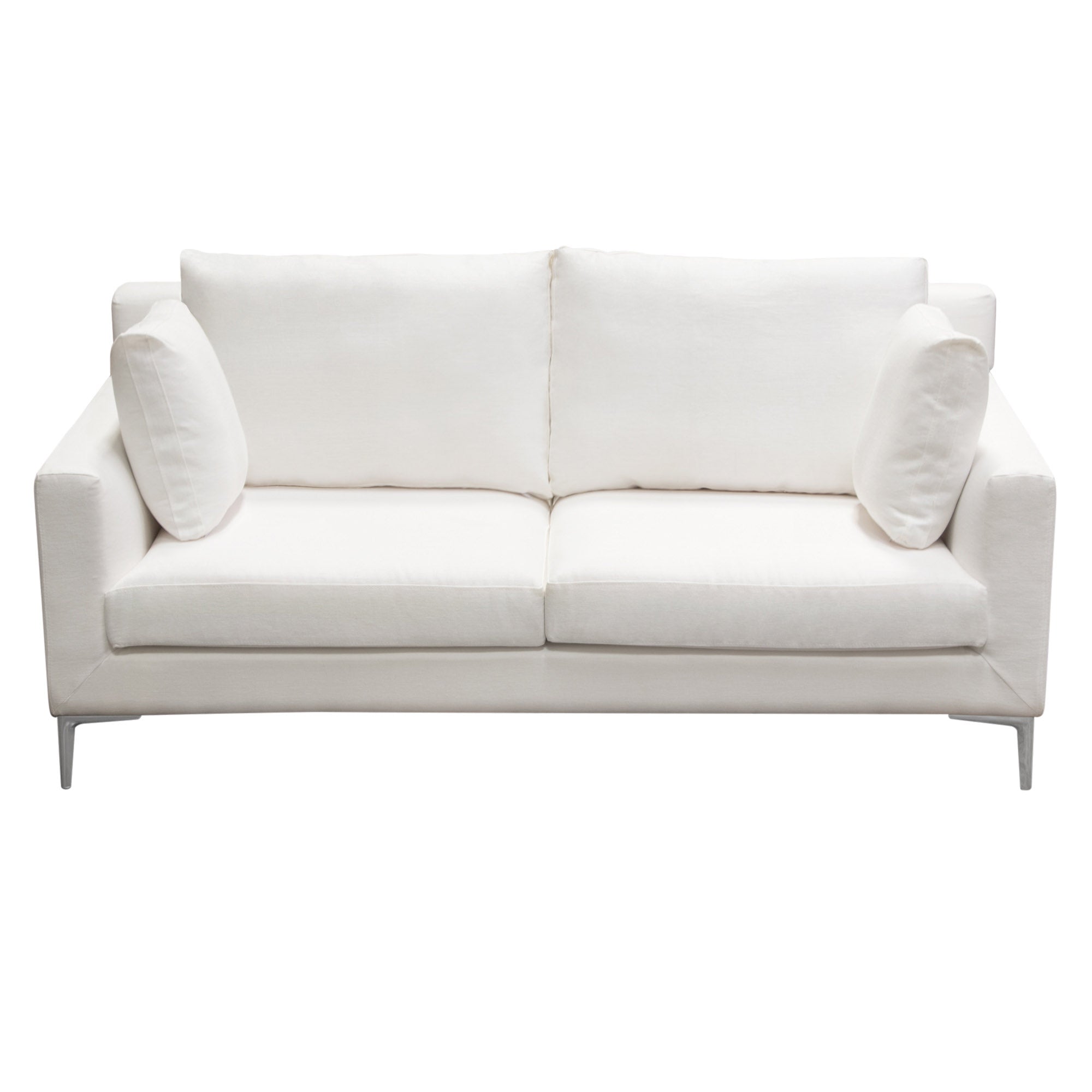 Contemporary White Linen Loveseat