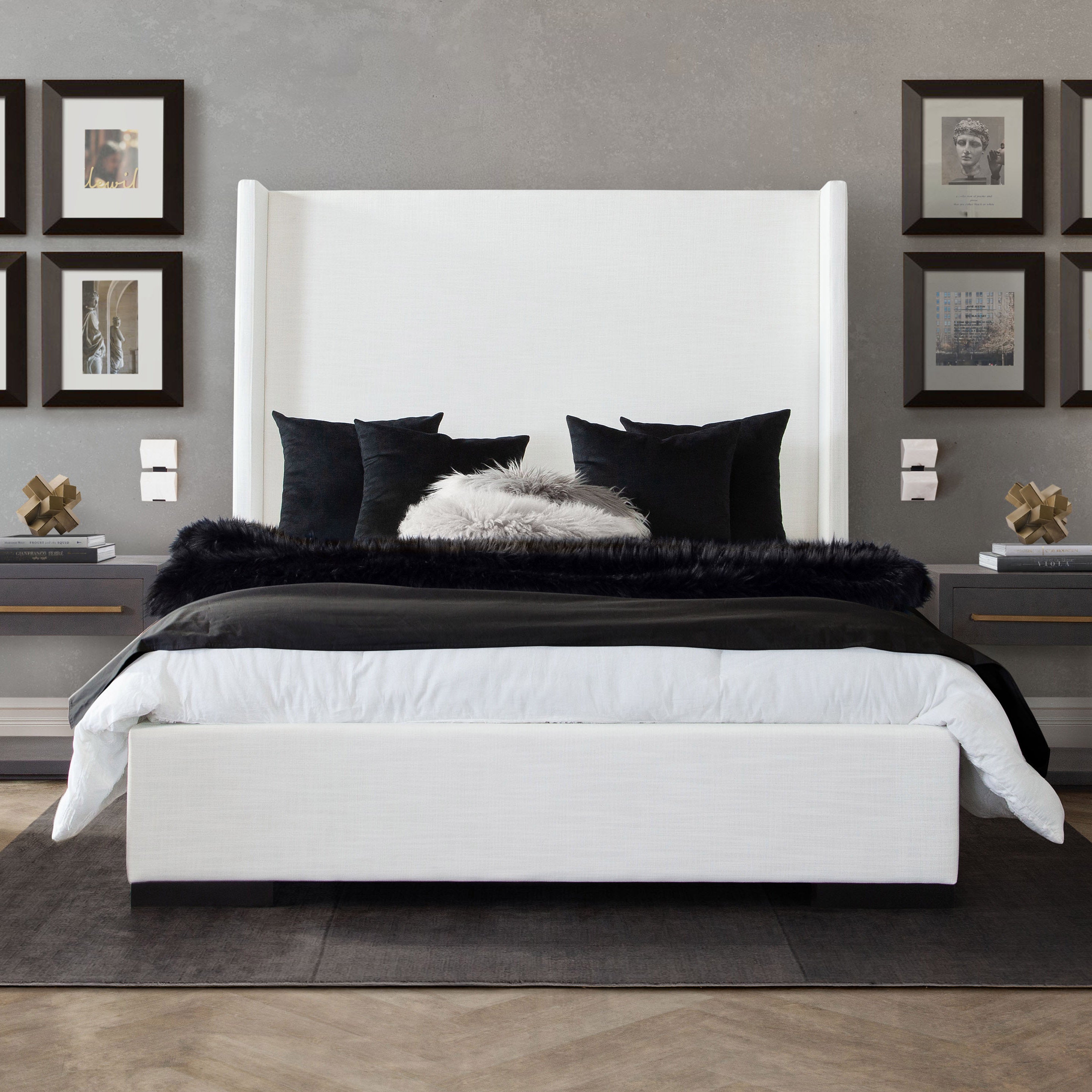 Contemporary White Linen Bedframe
