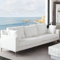 Contemporary White Linen Sofa