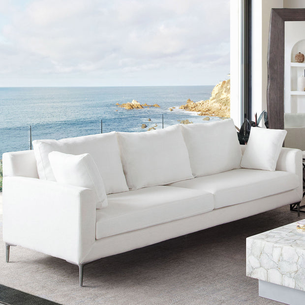 Contemporary White Linen Sofa