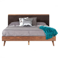Mid-Century Walnut & Fabric Bedframe