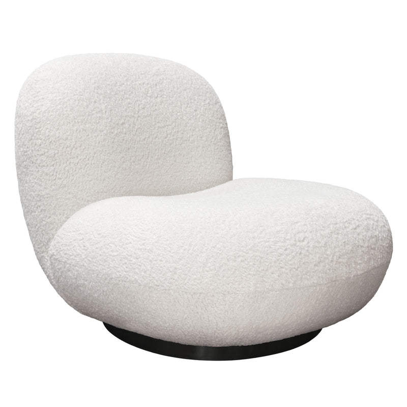 White Faux Sheepskin Swivel Chair