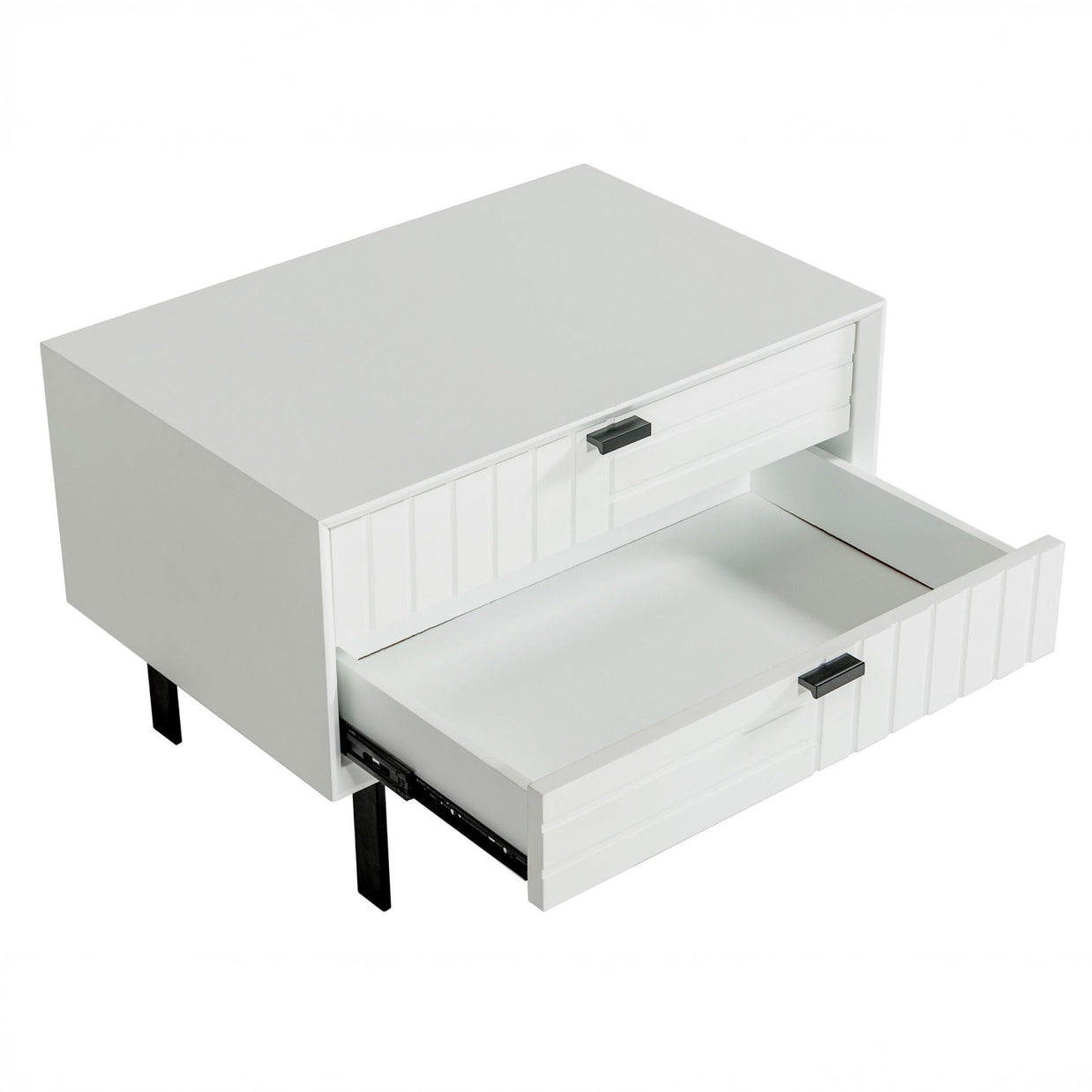 Contemporary White matte Nightstand