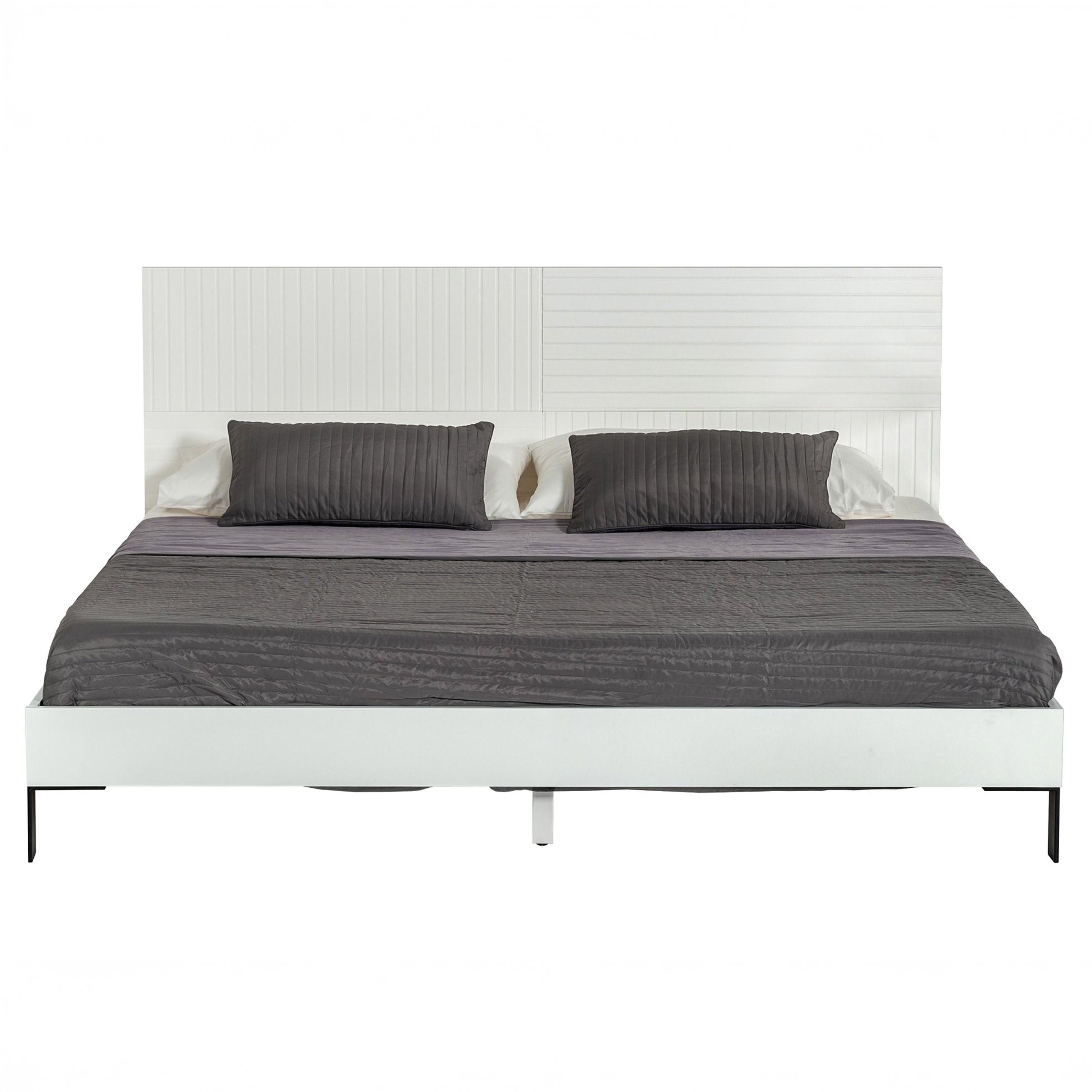 Contemporary White Matte Bed Frame