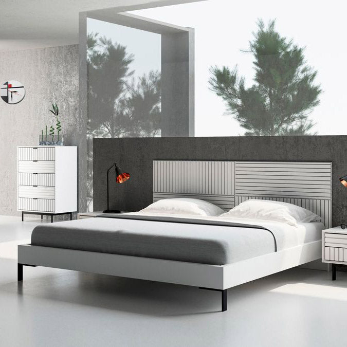 Contemporary White Matte Bed Frame