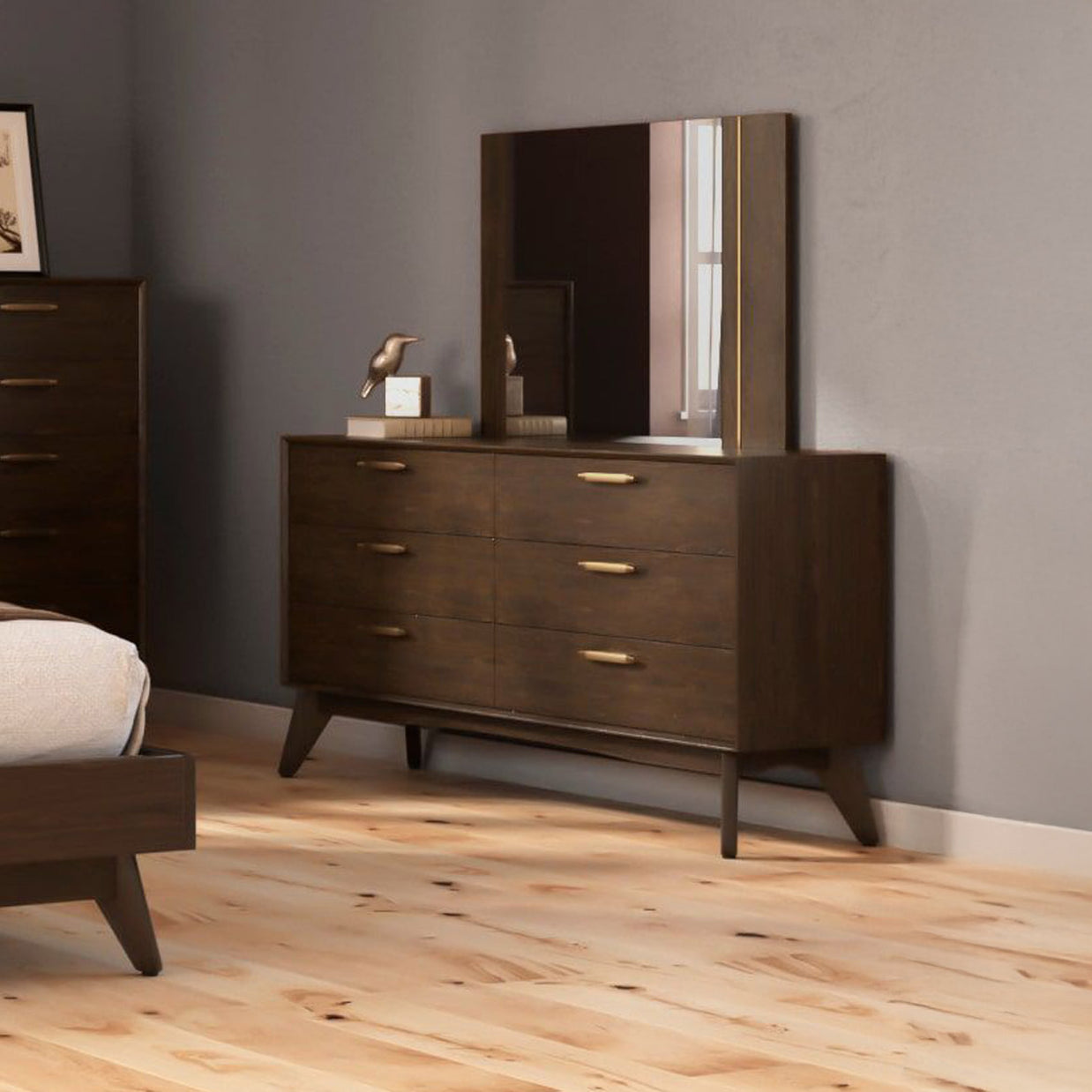 Gray Mid-Century Dresser