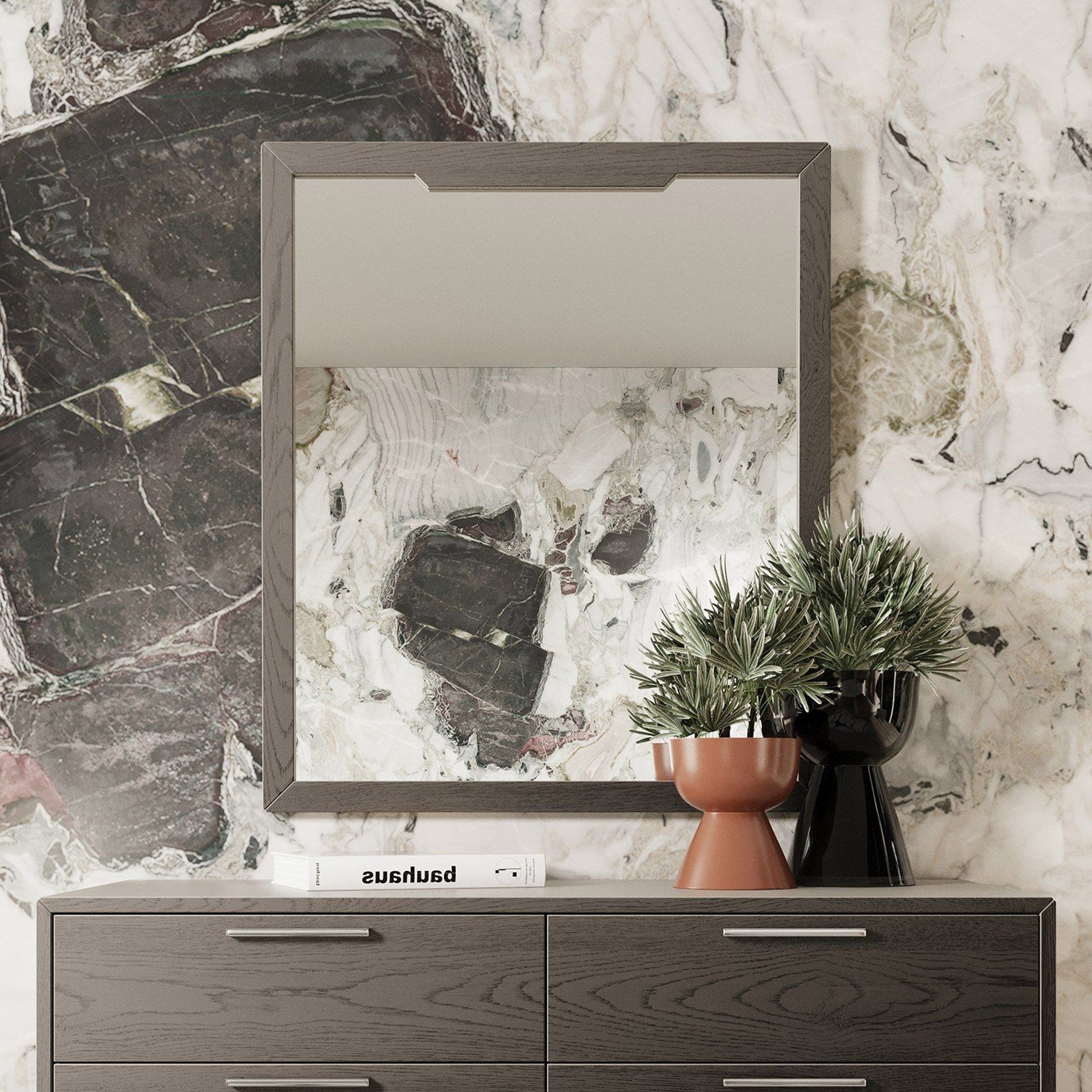Gray Mid-Century Dresser Mirror